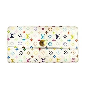 Louis Vuitton Multicolor Sarah Wallet Takashi Murakami Blanc White Vintage Y2K